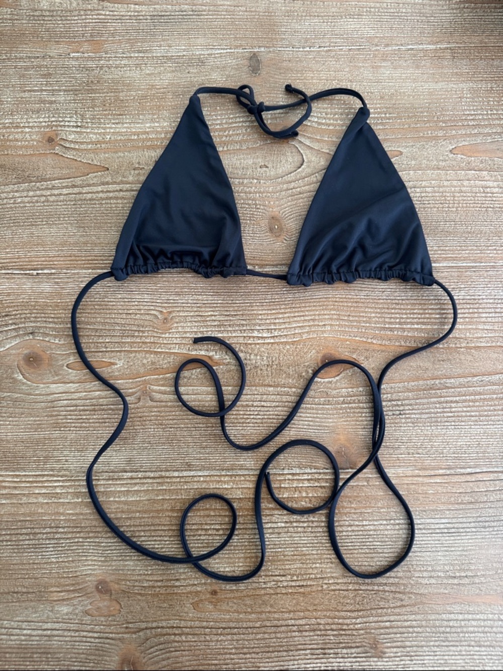 Adjustable Black Triangle String Bikini Top